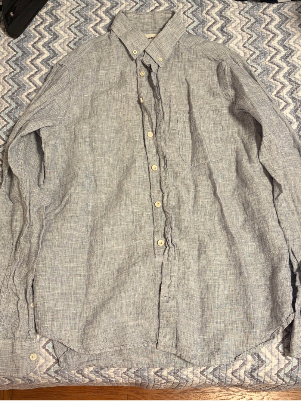 Taylor Stitch Light Gray Linen Button-Down Shirt